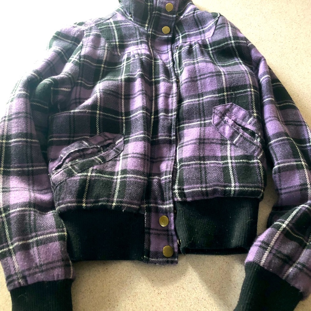 Purple and black short jacket
